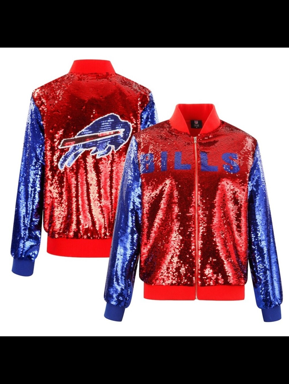 Sequin NFL Buffalo Bills Two-Tone Full-Zip Bomber Jacket NWT Size Medium